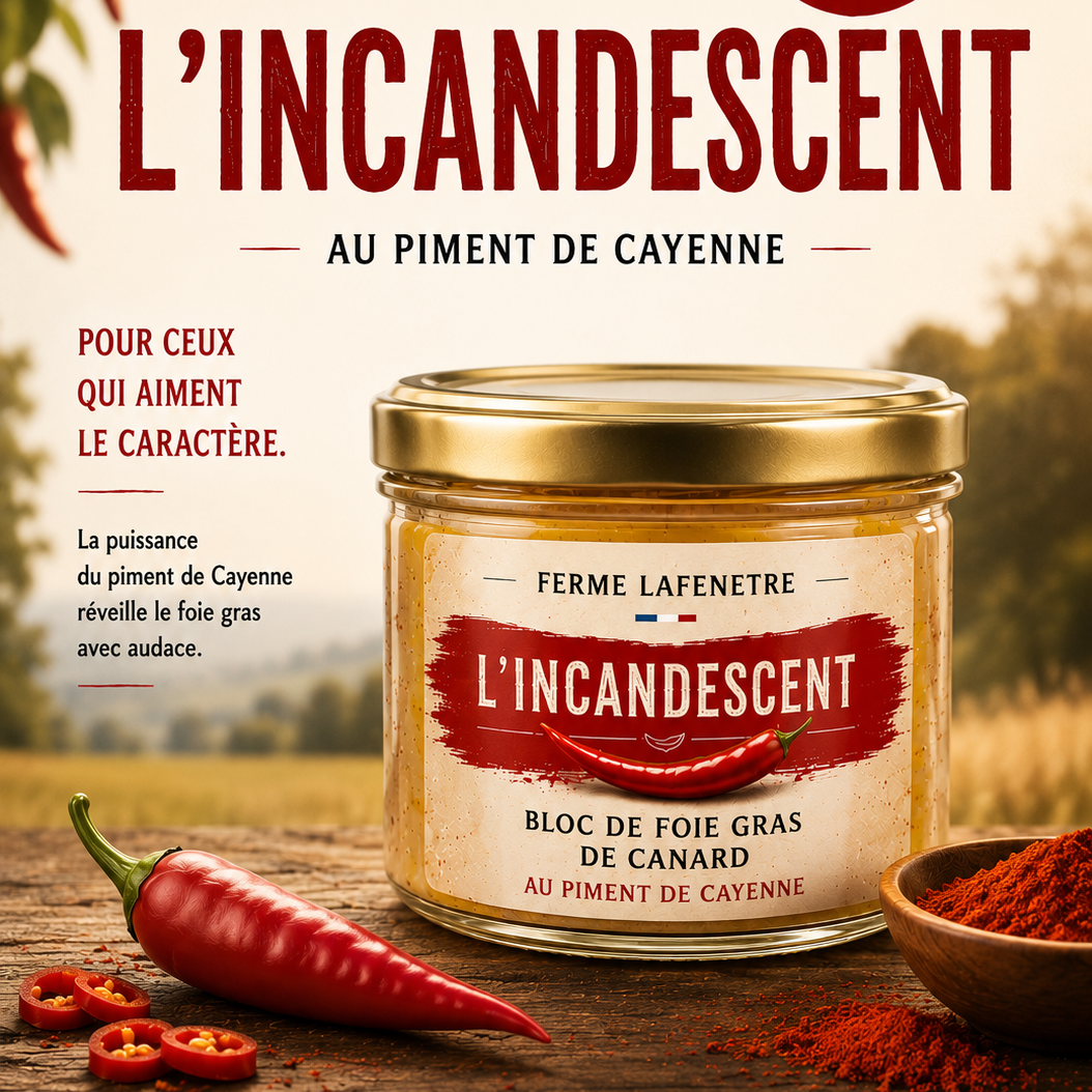 L'INCANDESCENT : Bloc De Foie Gras au Piment de Cayenne 90g