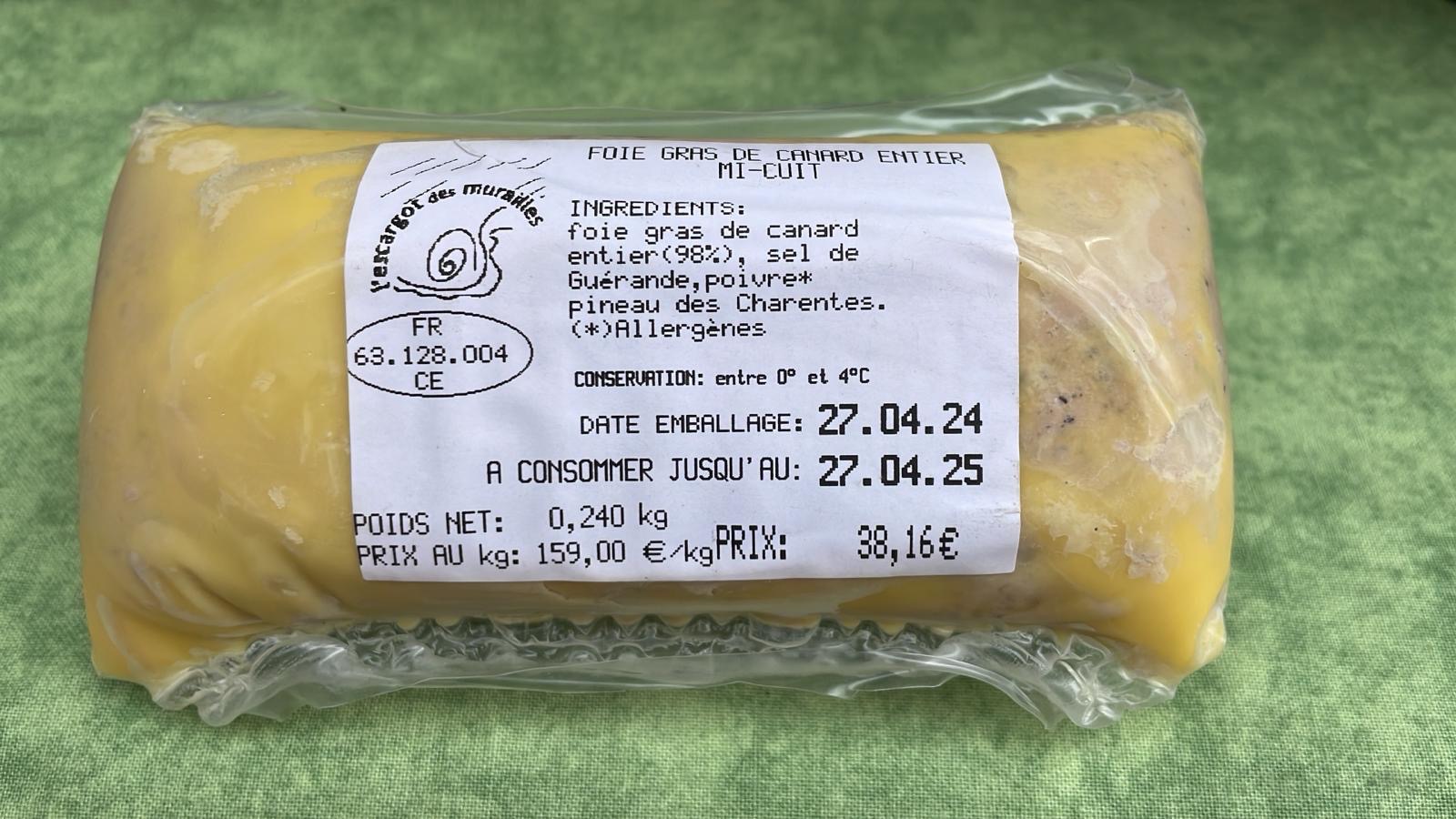 Foie Gras Entier Mi-Cuit De Canard - 0,3kg