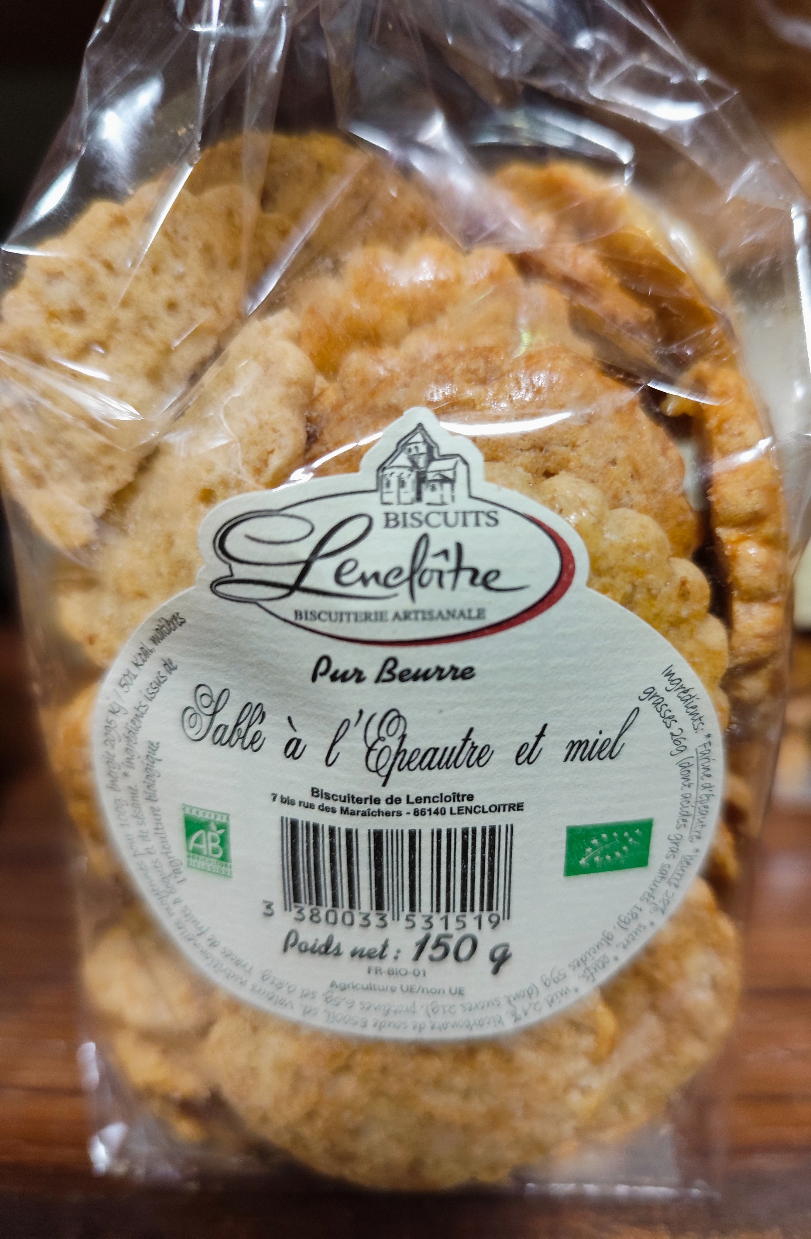 Sablé à l'Epeautre et Miel 150GR