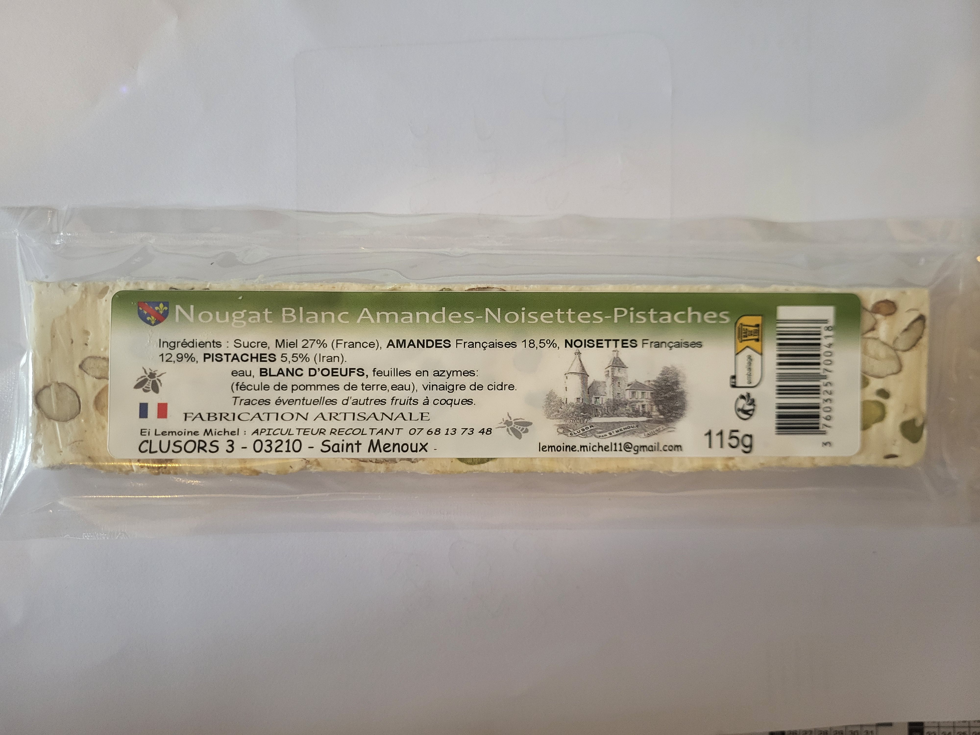 Nougat Blanc Amandes-Noisettes-Pistaches - 115g