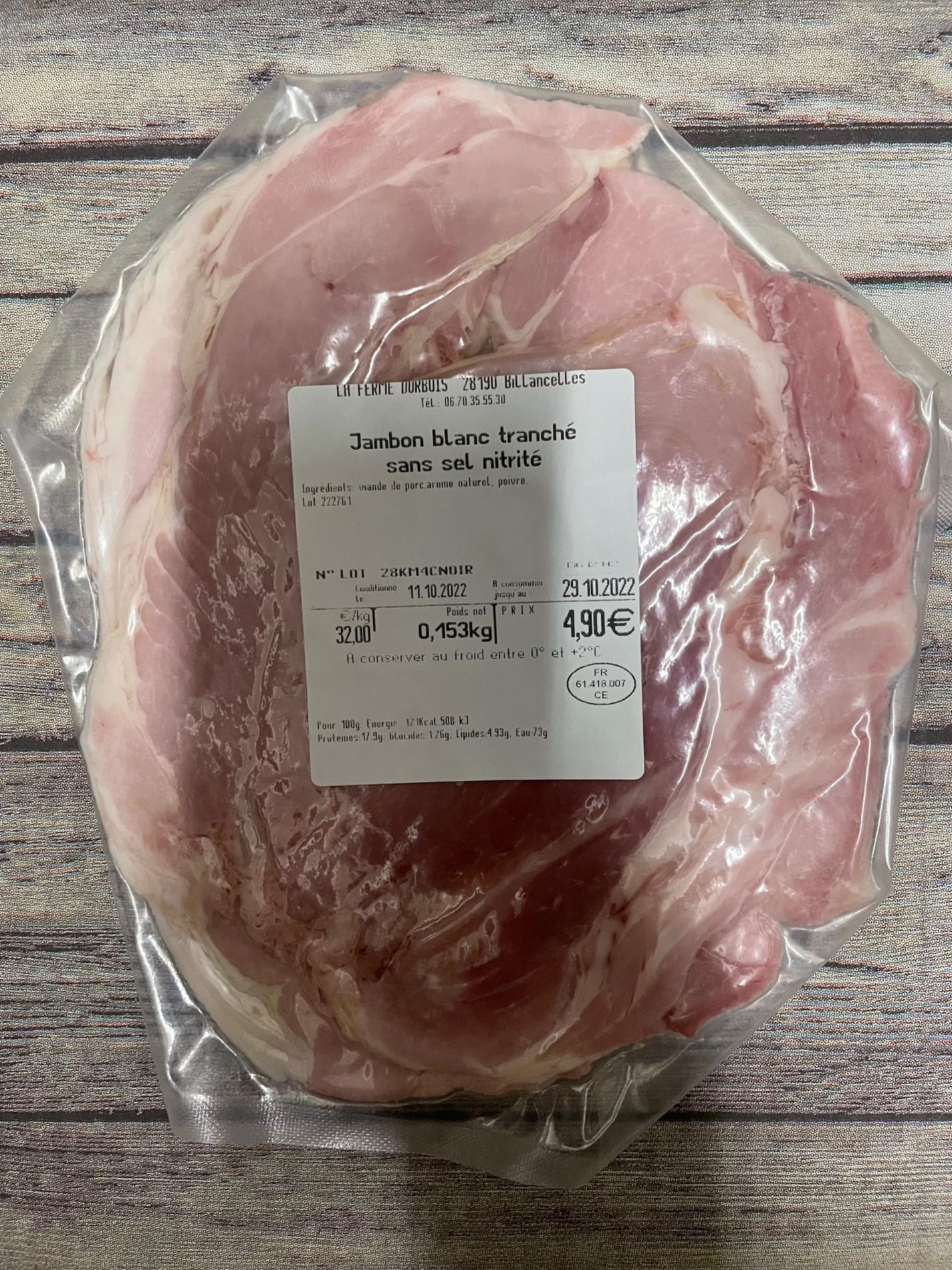 Jambon blanc fermier  2 tranches - 0,2kg