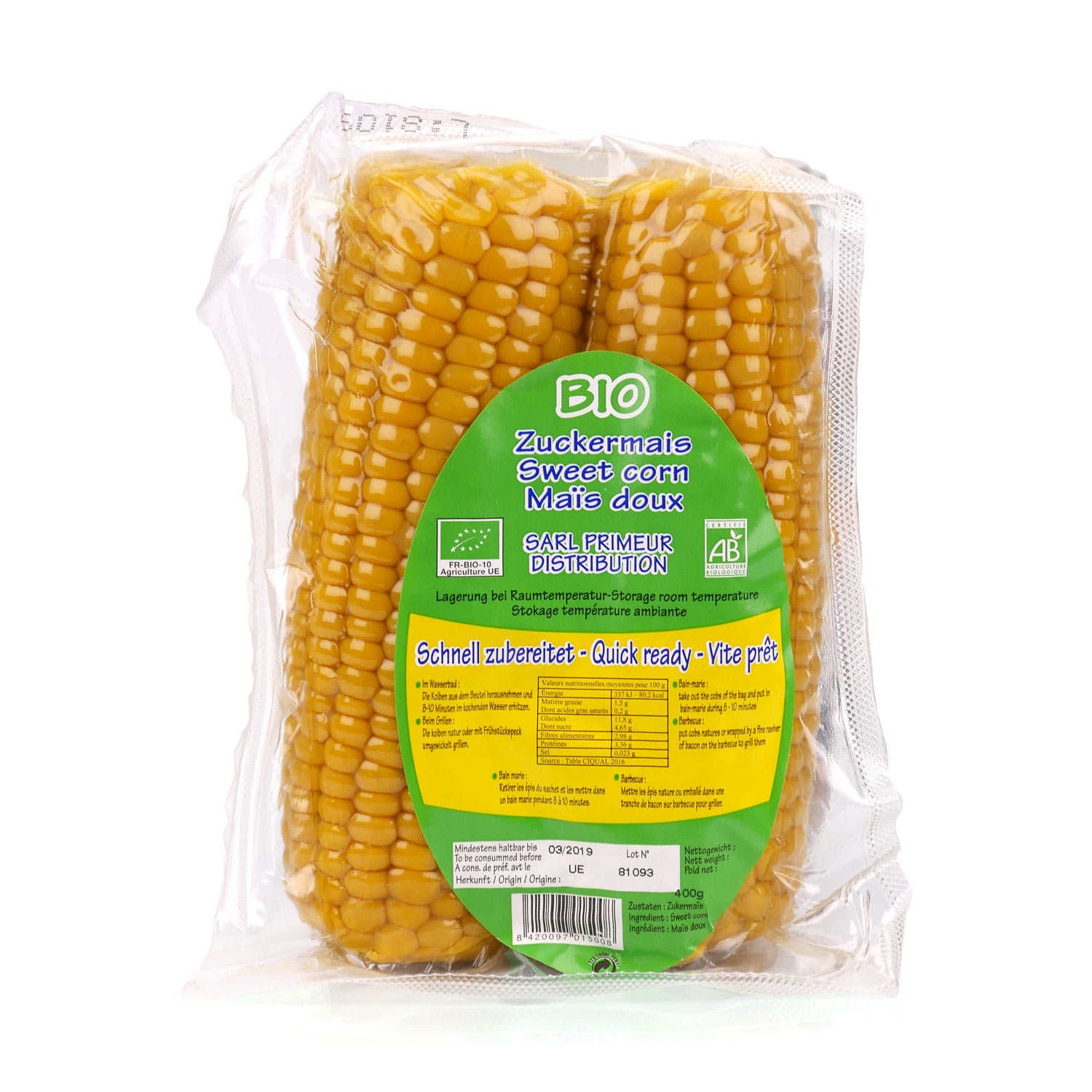 Maïs doux sous vide - 400g