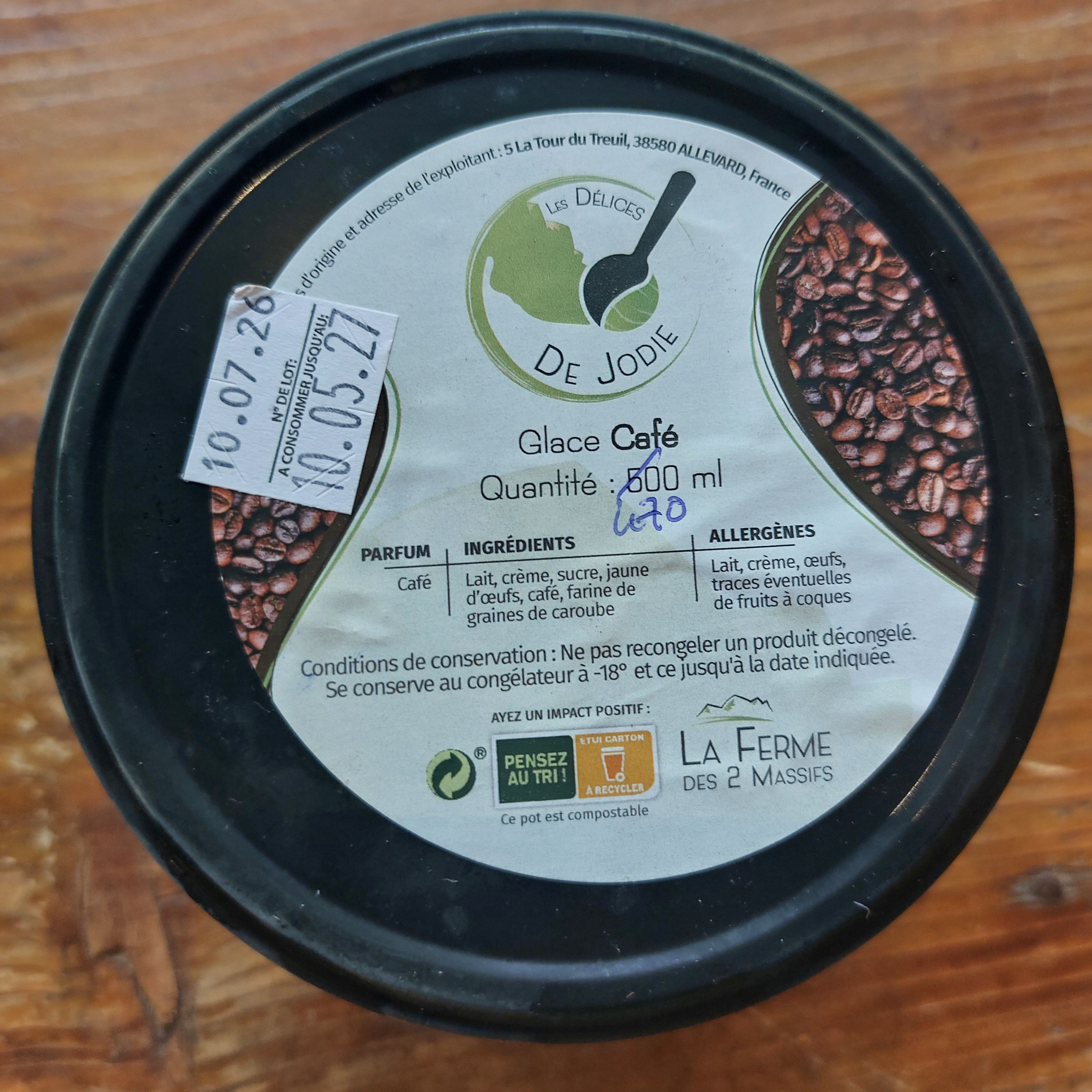 Glace fermière (café, caramel, chocolat, vanille ou pistache)
