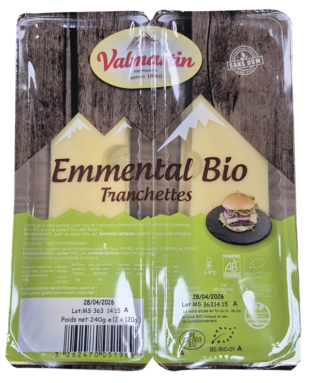 Emmental en tranches 2 x 120g - 240g