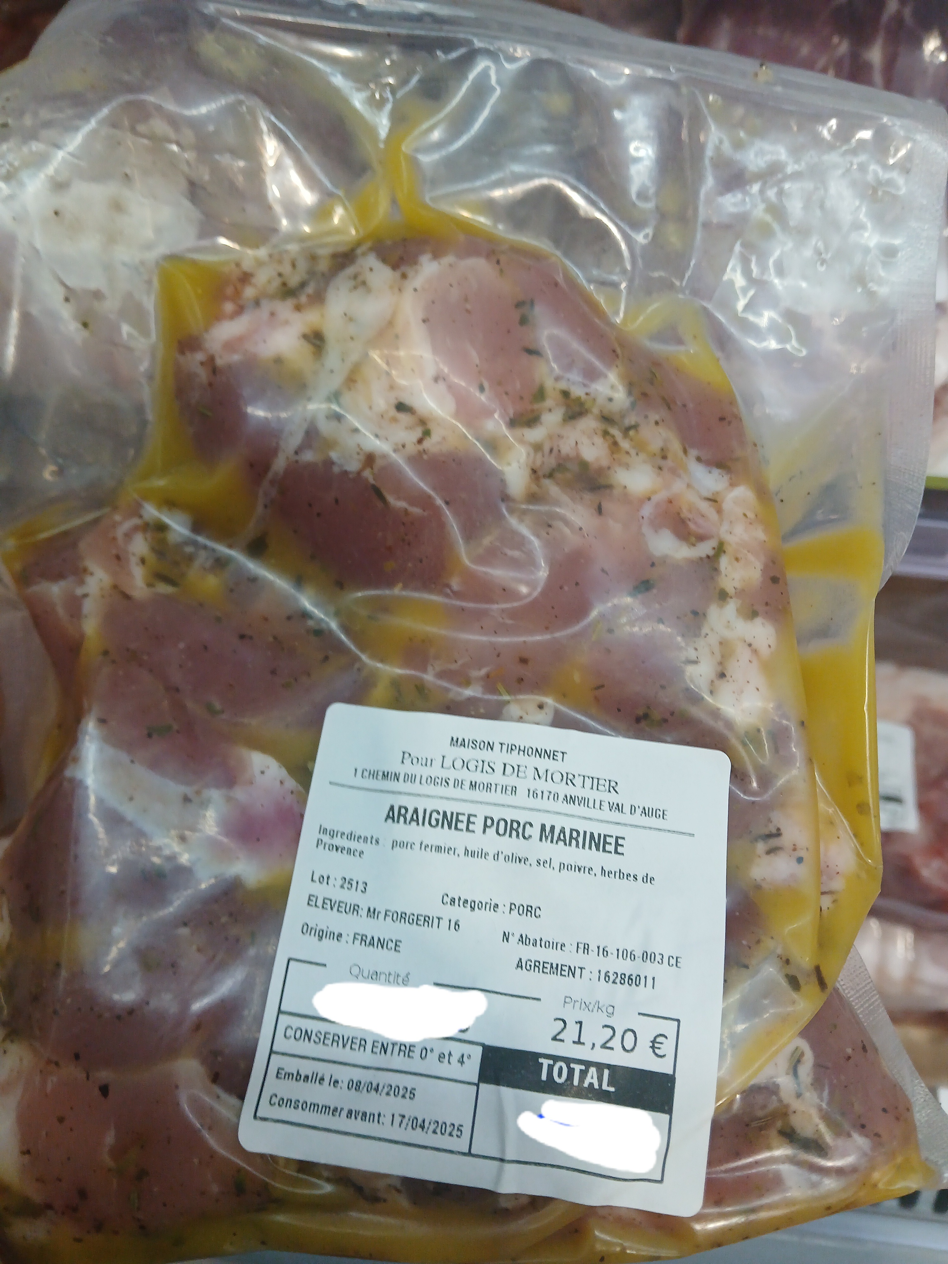 araignée de porc marinée - 458g