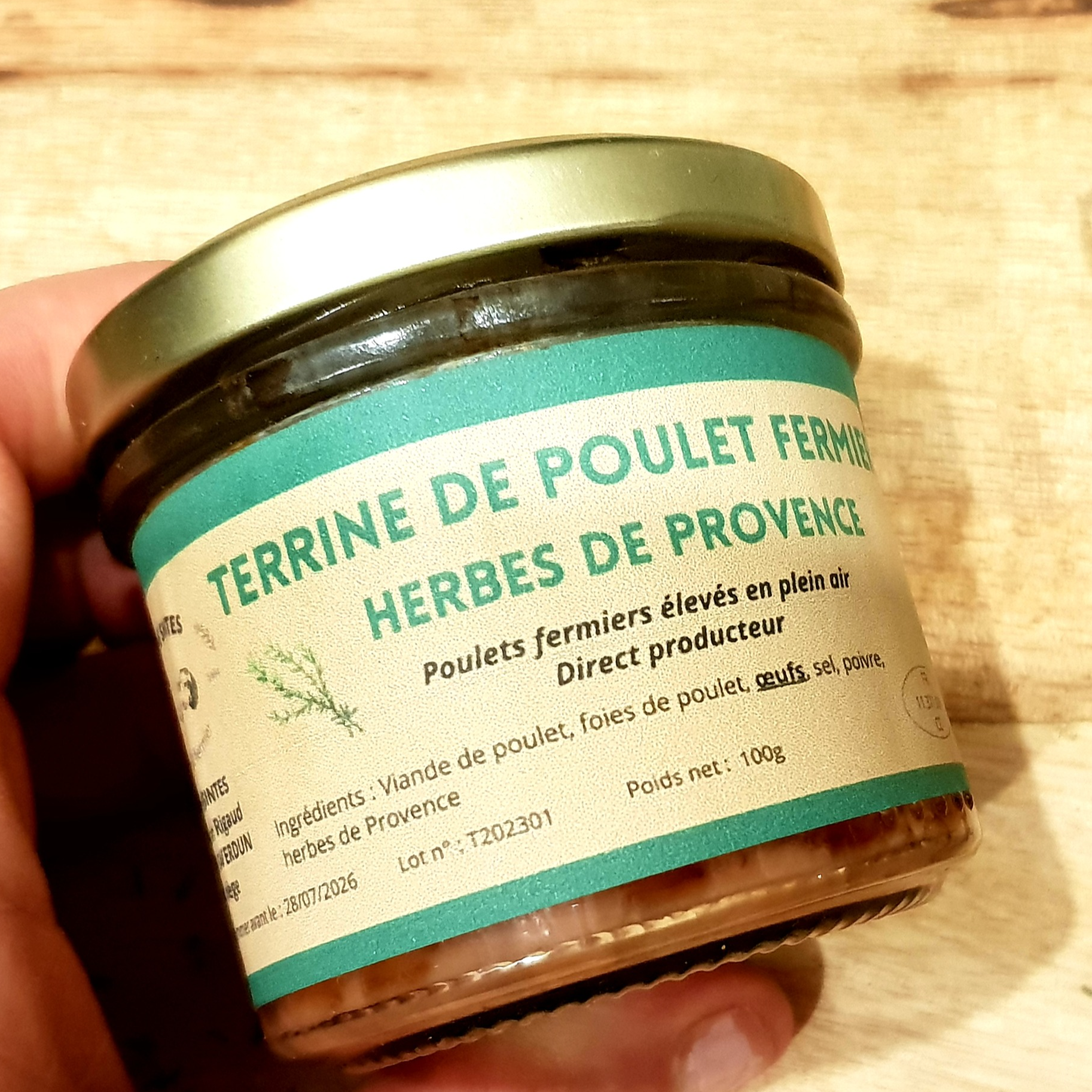 Terrine de poulet fermier aux herbes de Provence (100g)