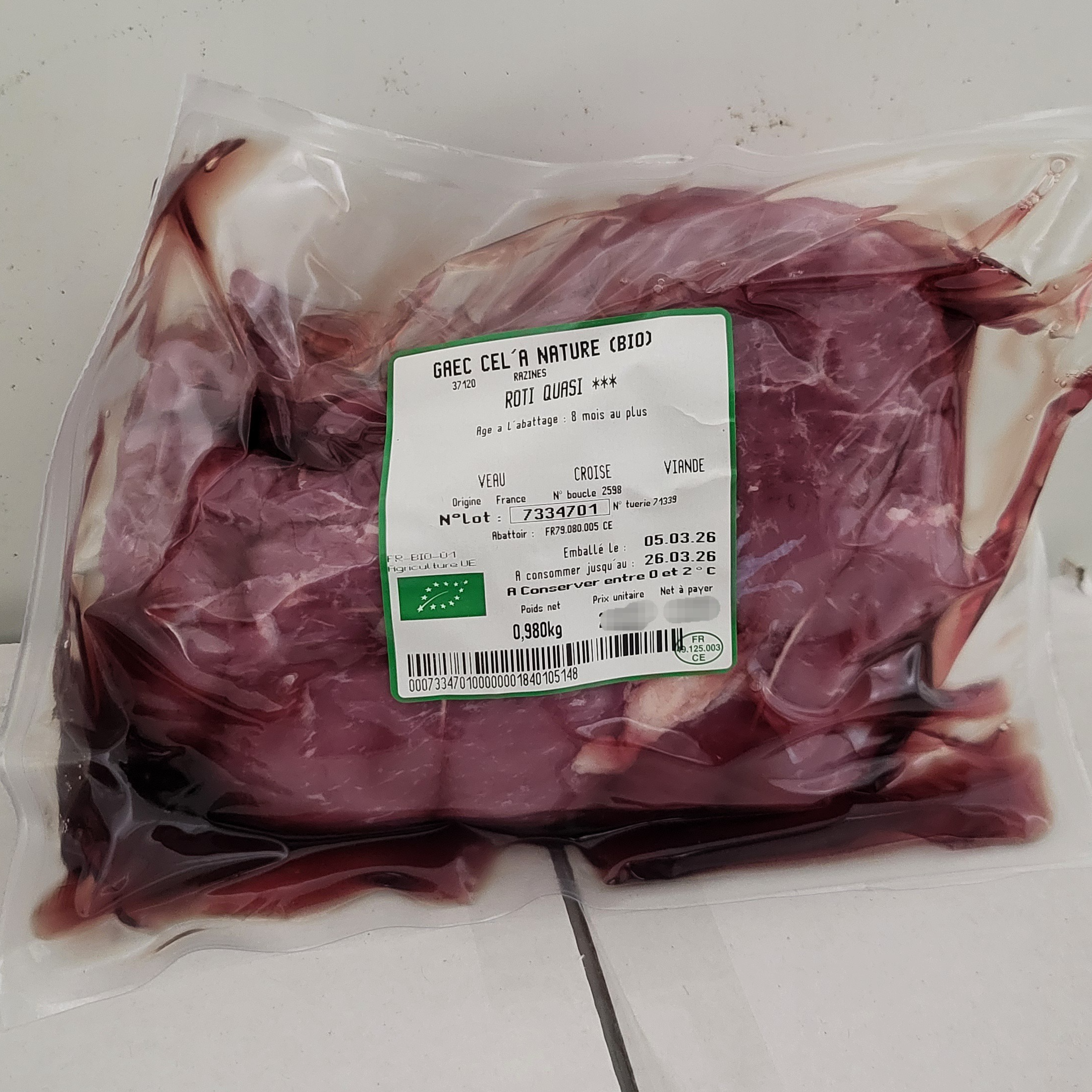 Rôti de veau Quasi - 900g