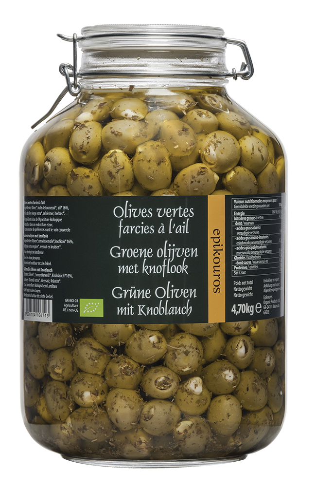 Olives vertes farcies à l'ail - 200g