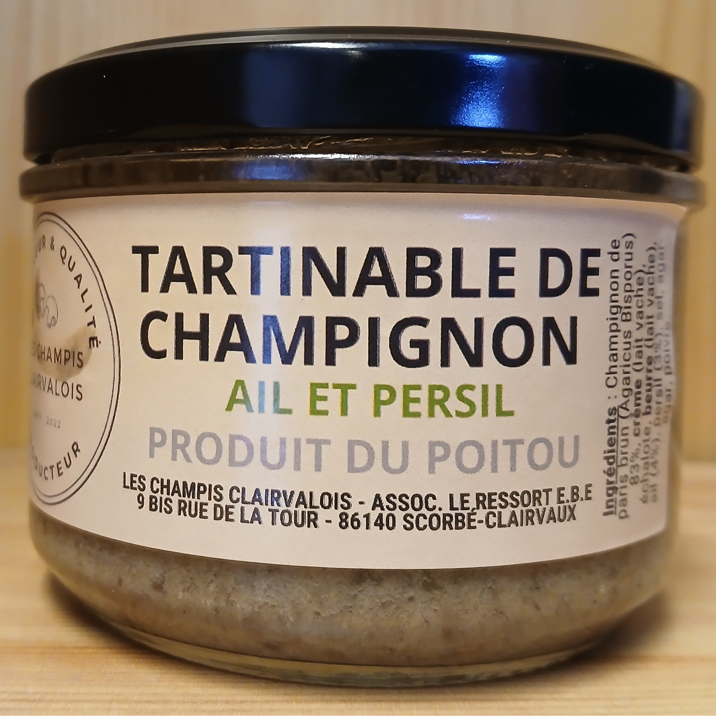 Tartinable de champignons Ail et Persil - 100g