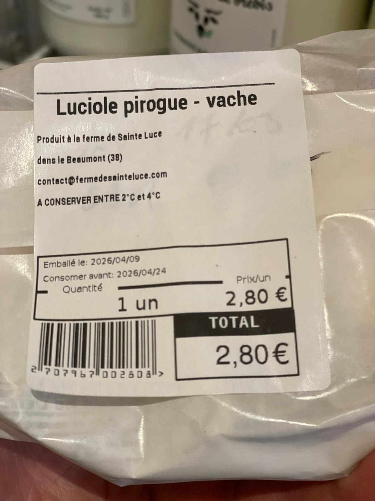 Luciole en pirogue fromage de vache