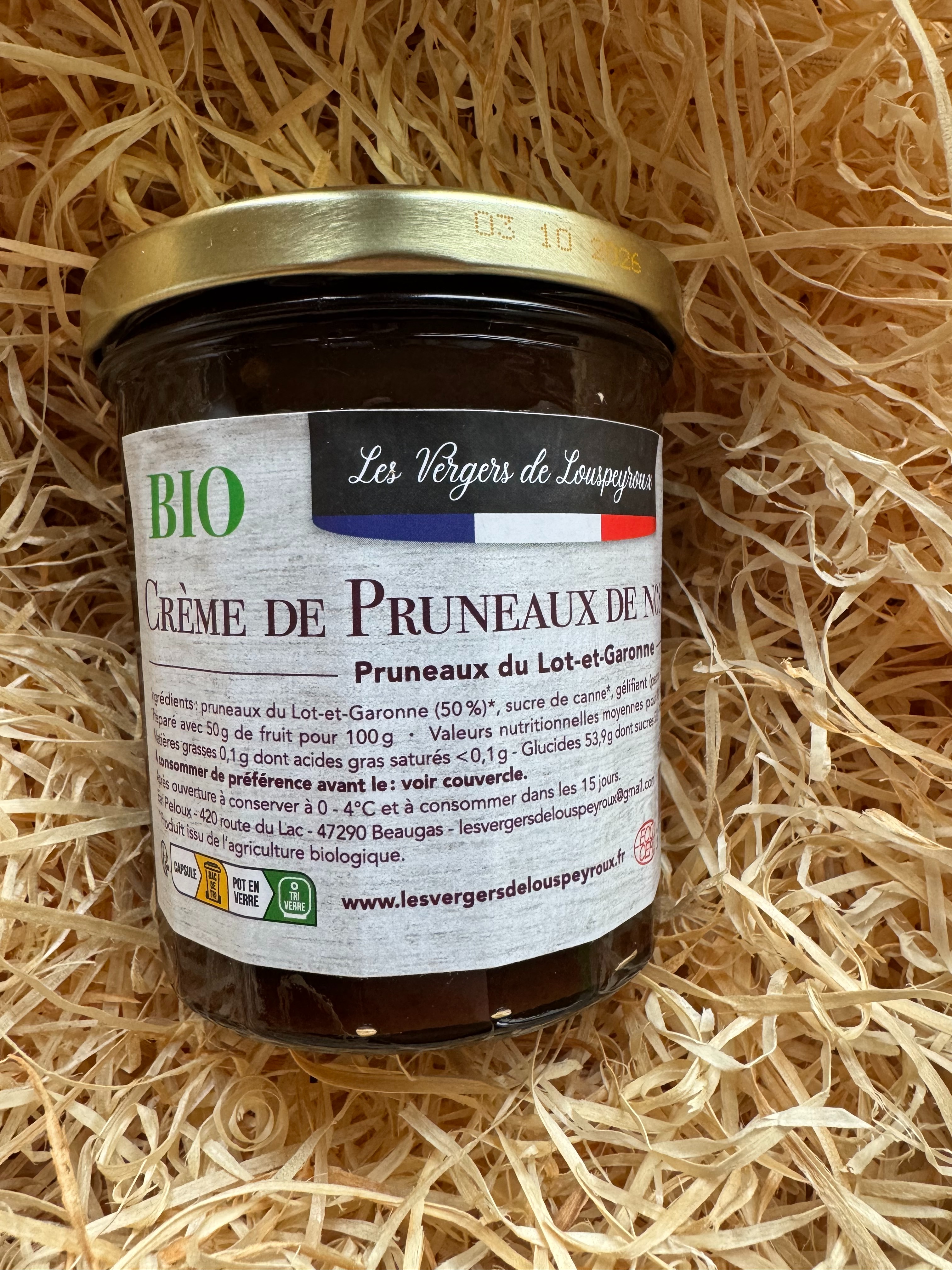 CREME DE PRUNEAUX BIO DE NOS VERGERS - 335g